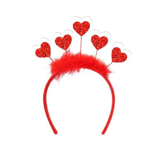 Opaska na Walentynki dla Kobiet Brokatowe Serce Miłości Dodatek do Włosów na Walentynki Ślub Urodziny Artykuły na Imprezę