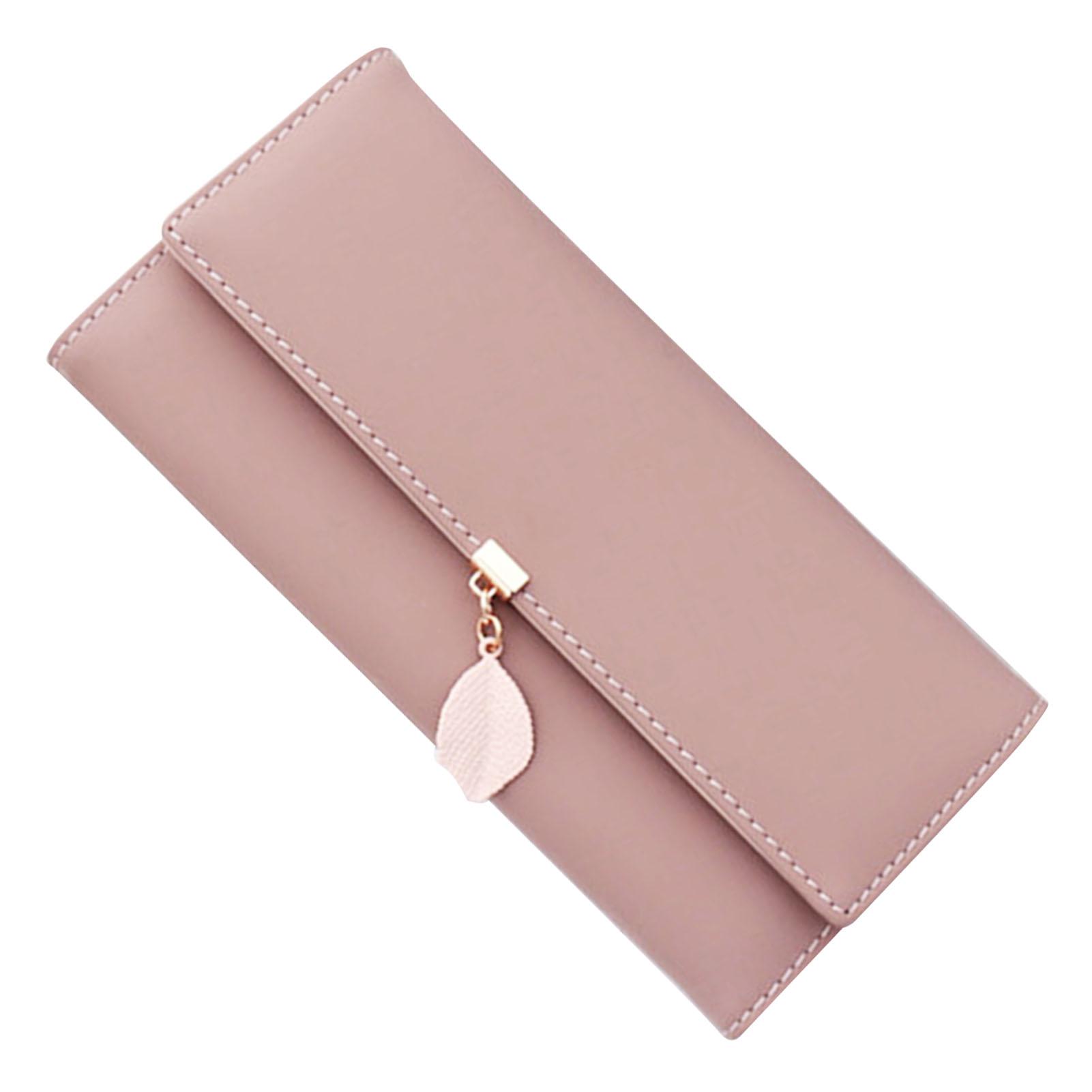 

Women Wallet Wallet Trifold PU Large Capacity with Leaf Pendant Portable Card Holder Wallet for Adults Daily