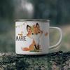 Personalized Name Forest Animals Fox Girl Gift Enamel Mug Daughter Birthday Gift Milk Cup Modern Printed Enamel Mug