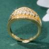 Elegant Classic Design Inlaid Synthetic Zirconia Golden Plated Women's Ring Fashion Sparking Banquet Wedding Jewelry Accessories