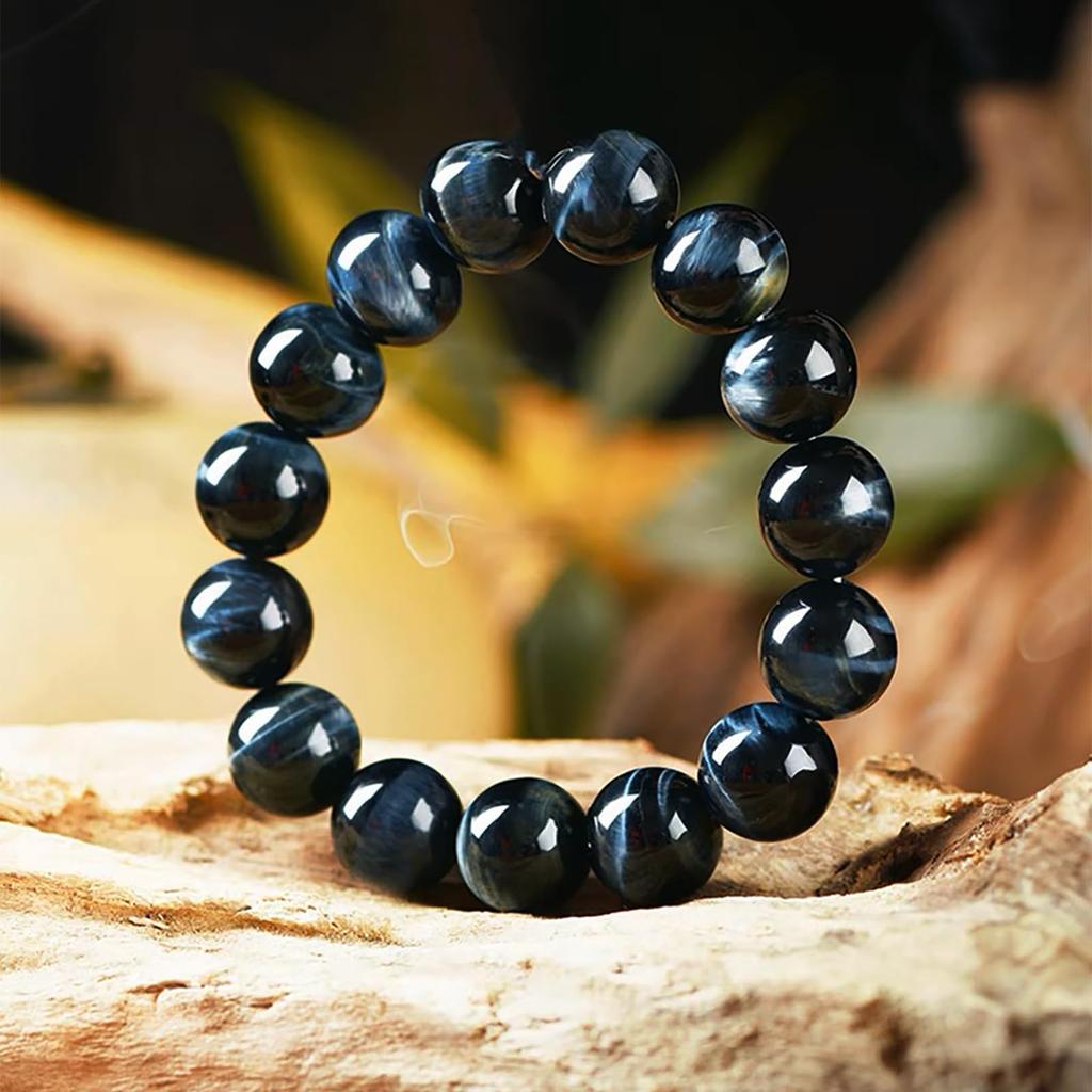 Natural Stone Bracelet Blue Tiger Eye Elegant Carefully Selected Beautiful Strong Shine Mainly a stone for and Good Luck Comes with Bead Threading