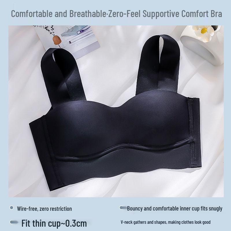 

Женский бесшовный спортивный бюстгальтер без бретелей: Пуш-ап и Минимизация, Без косточек 38/85AB чёрный