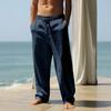 Men Casual Pants Drawstring Waist Pants Loose Fit Straight Leg Summer Trousers for Yoga Holiday Beach