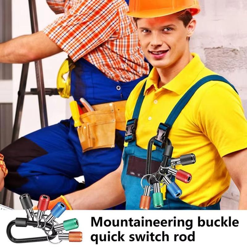 

A96I-1/4 Inch Hex Bit Holder Drill Bit Keychain Quick Release Screwdriver Hex Shank Tool Keychain For Carabiner Drill Bit