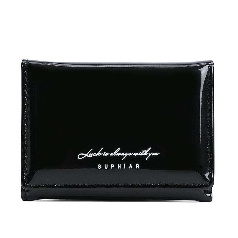 Simple Card Bag, Mirror Surface, Advanced Photosensitive Glue, Small Three-fold, Ultra-thin Wallet, Large Capacity Pu Wallet, Student Women's Model.