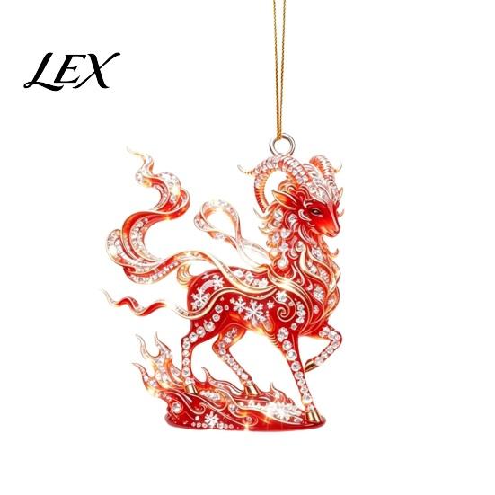 Modern Home Wall Decor 2D Acrylic Goat Christmas Hanging Ornament, 3.15 Inch Farm Animal Xmas Tree Personalized Car Window Charms Decoration for Rear