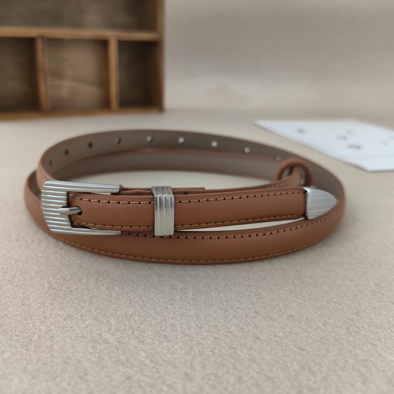 Leather Casual Womens Belt With Silver Buckle For Jeans And Office Gift Wear