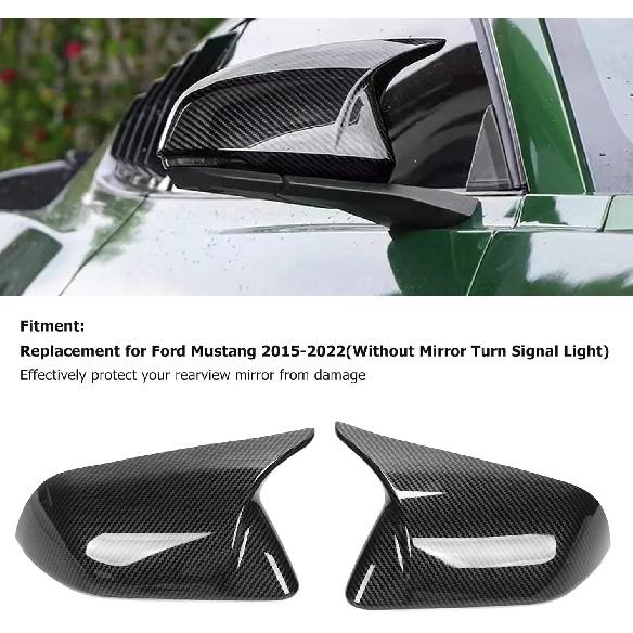 for Carbon Fiber Mirror Cover Car Exterior 2Pcs Door Mirror Cover Left Right Horn Replacement for 2015?2022 Carbon Fiber (Carbon Fiber)