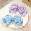 Cute Solid Bow Lace Pearls Chain Hair Clip For Girls Sweet Hair Ornament Princess Headband Hairpin Fashion Hair Accessories