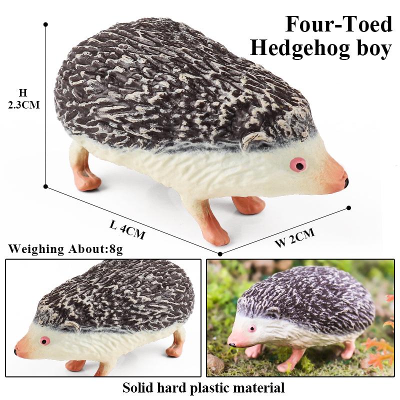 Oenux Simulation Wild Jungle Forest Animals Hedgehog Model Action Figures Cake Topper Party Favor Cute Education Kid Toy Gift