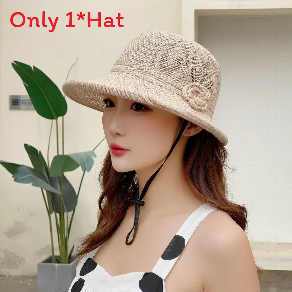 Sun Protection Hat For Women With Embroidered Flower Pattern Outdoor Summer Foldable Breathable Polyester