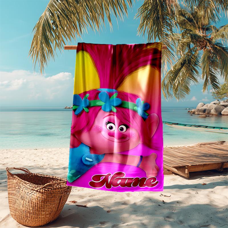 Personalized customized proof beach towel with Trolls pattern - soft, absorbent,quick-drying,perfect swimming,camping&bathing