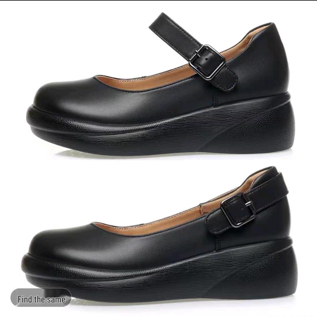 

Ретро женские туфли на платформе и танкетке из натуральной кожи с мягкой коровьей кожей и толстой подошвой 42