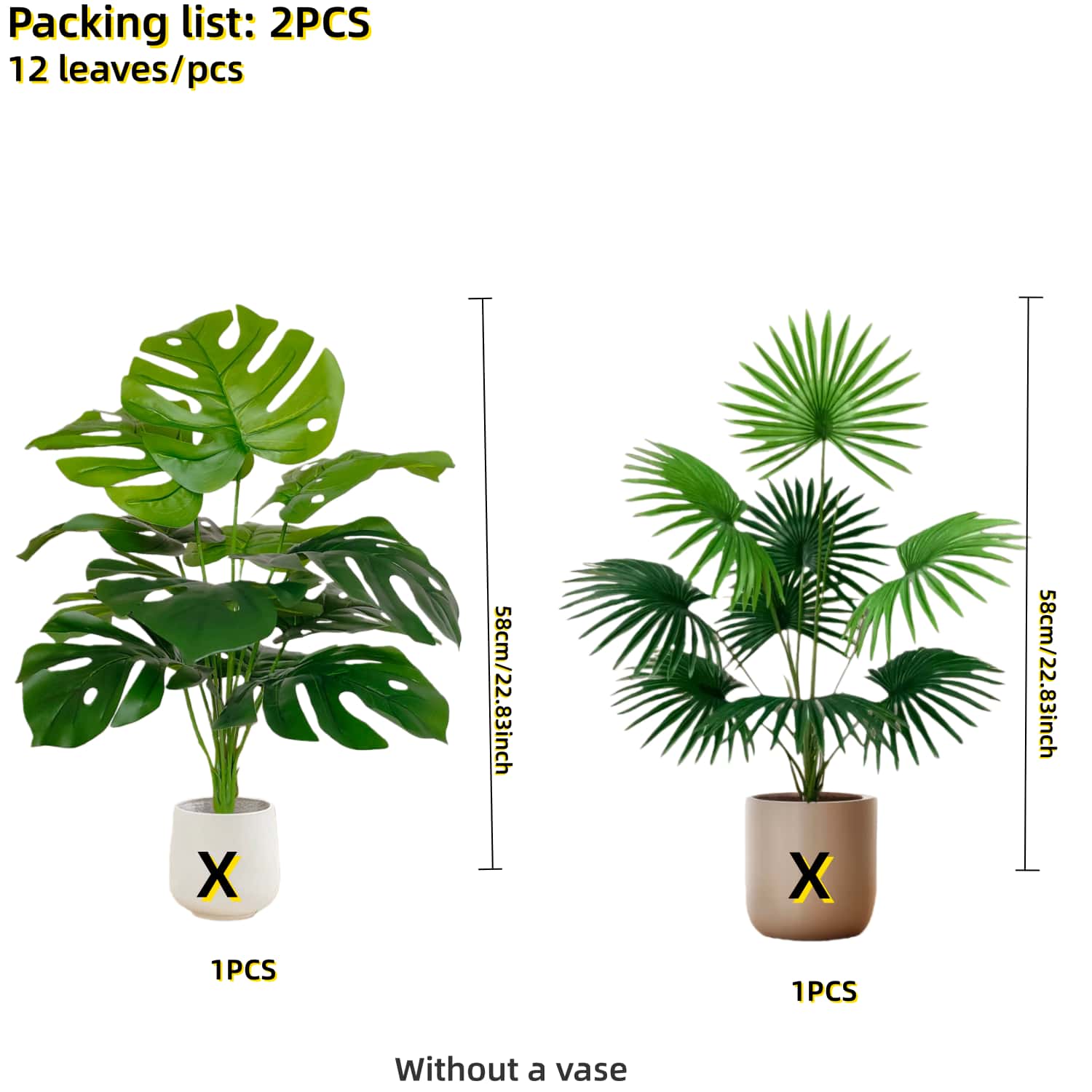 

2/3/4pcs Realistic Tropical Palm Tree Artificial Plants 12 leaves UV Resistant Faux Greenery All Season Indoor Outdoor Decor
