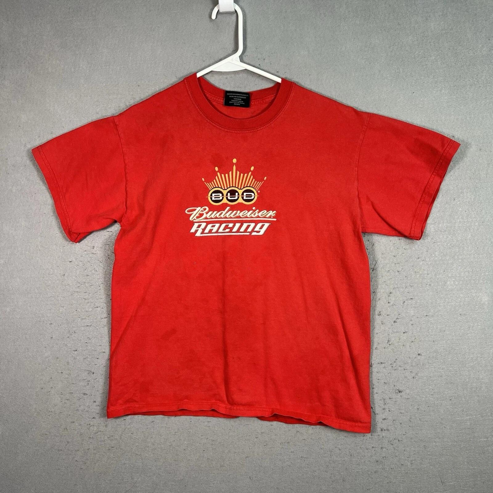 Budweiser Racing Nascar Earnhardt Car T Shirt Adult Medium Red Mens 3XL