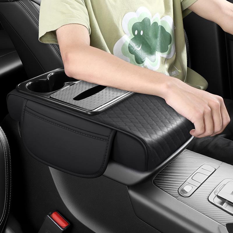 Car Armrest Box Pad Height Increasing Pad Car Center Armrest Tissue Box Storage Bag Cup Holder Integrated Armrest Box Pad