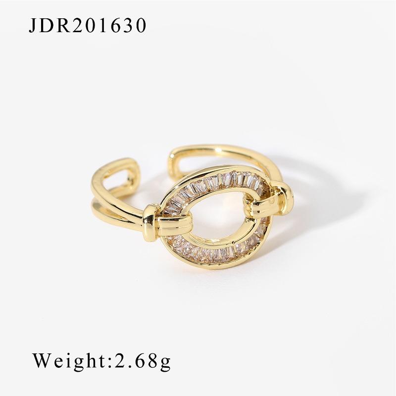 Offener Ring mit Zirkonia, Retro-Stil Passendes Ringpaar, Fingerring in geometrischer Form, Geometrischer Damenring