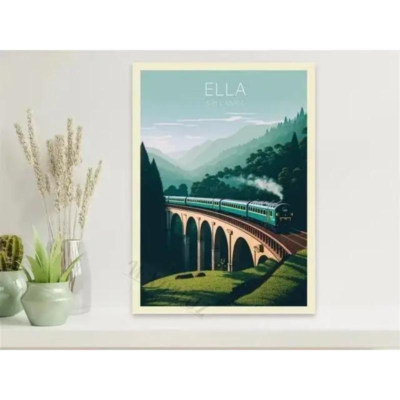 Machu Picchu Lisbon Vintage Travel Poster Canvas Print  Retro City Tourism Wall Art for Living Room Decor