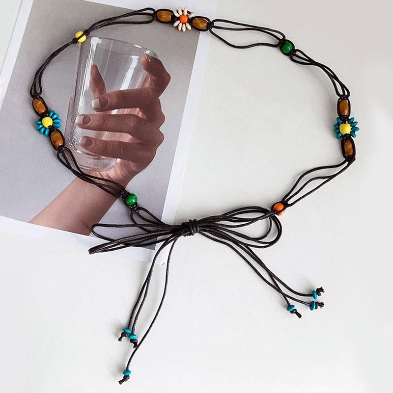 Meier Waist cord bohemia braided hemp rope waist chain thin belt women