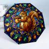 Squirrel And Acorns Stained Glass 8-Frame for Travel, Camping, Casual Lightweight Portable Umbrella, Essential for Every Family Holidays Birthday Gift