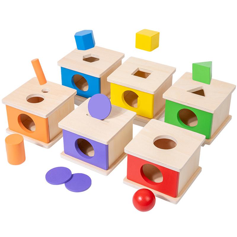 Holzobjekt Dauerhafte Box Montessori Spielzeug Baby Sortieren Zuordnen Box Ball Münze Sensorisch Dropsy Farbe Form Lernspiele Kind