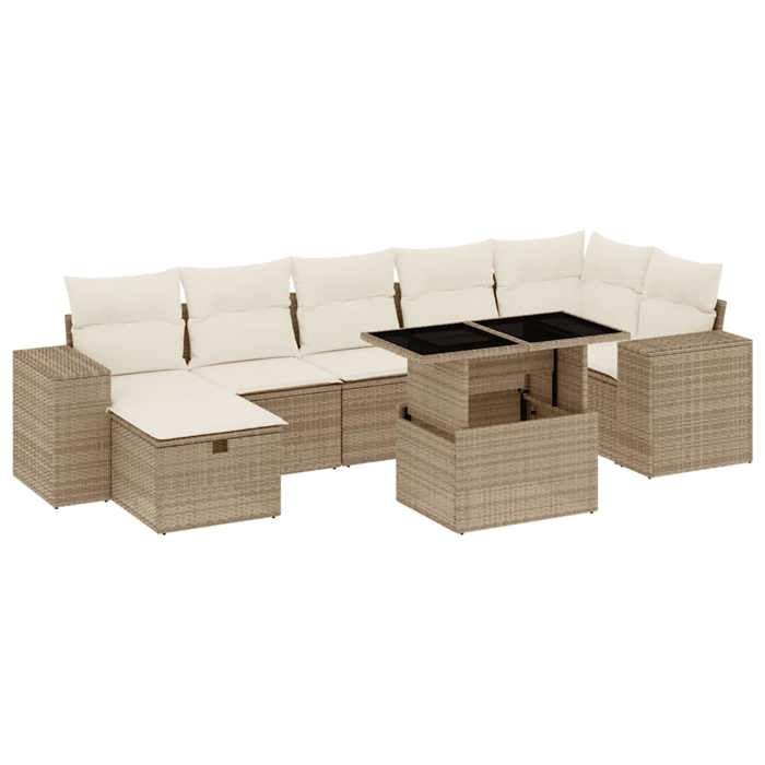 VidaXL Garden Lounge Set with Cushions 8 Pcs Beige Braided Resin 3275308