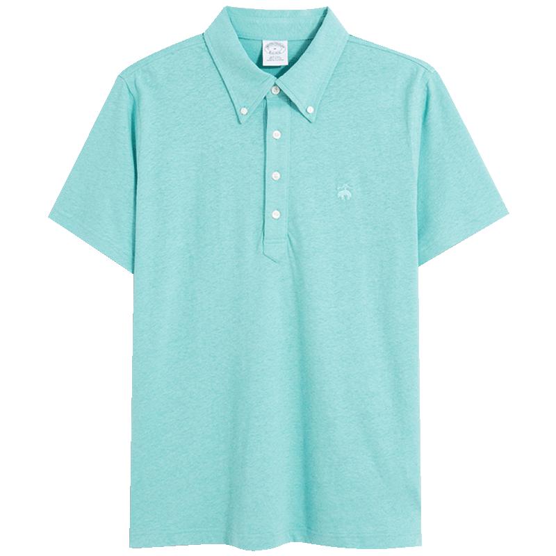 Мужская рубашка-поло с коротким рукавом из хлопка и льна Brooks Brothers L