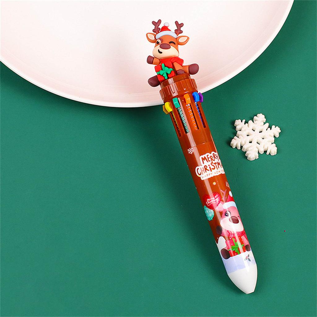 6 Pz Penna a Sfera Cartoon Natalizia 10 in 1 Penna Shuttle Penna a Sfera Multicolore Materiale Scolastico per Studenti