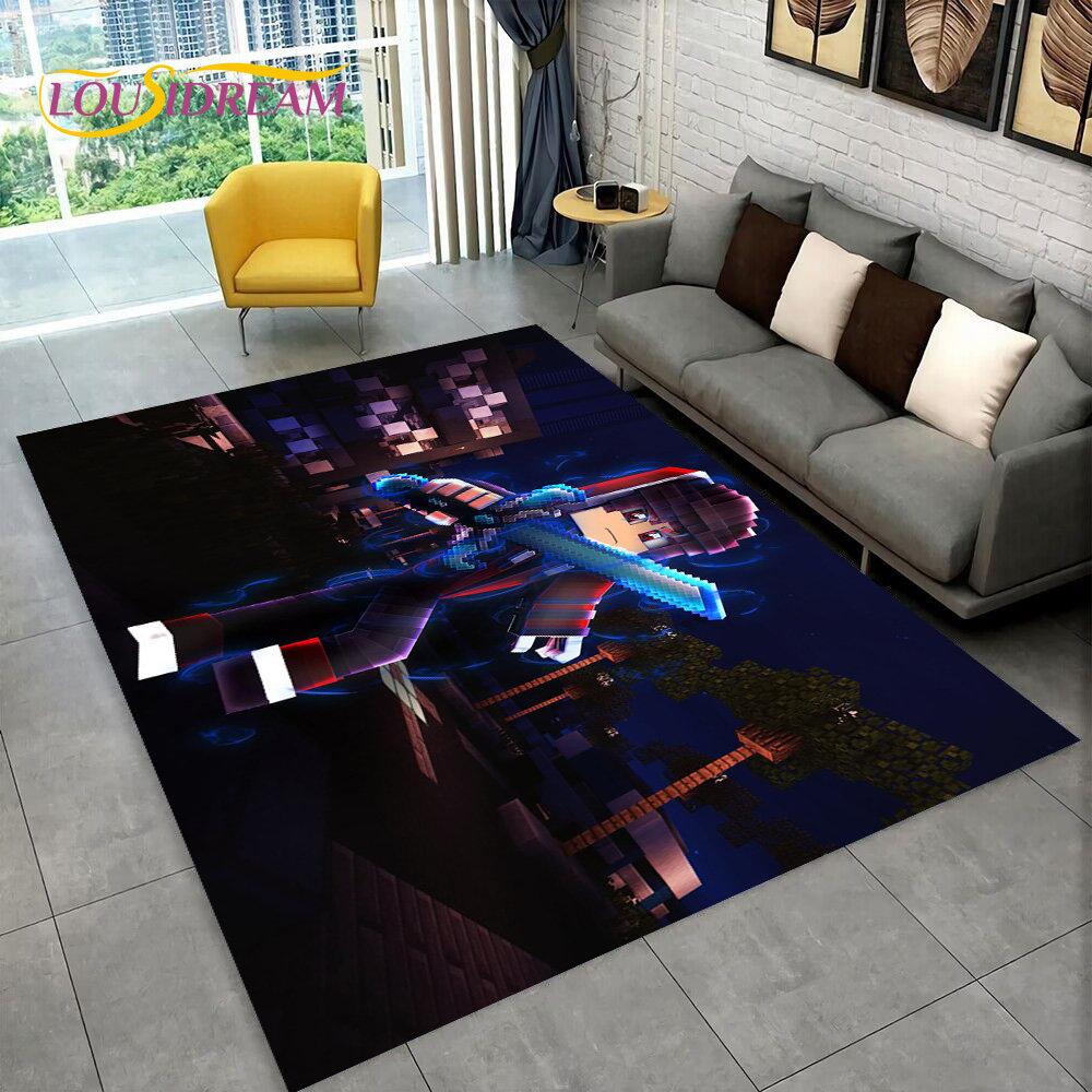 3D MC Sandbox Games Gamer Cartoon Area Rug,Carpet Rug for Living Room Bedroom Sofa Doormat Decoration,kids Non-slip Floor Mat