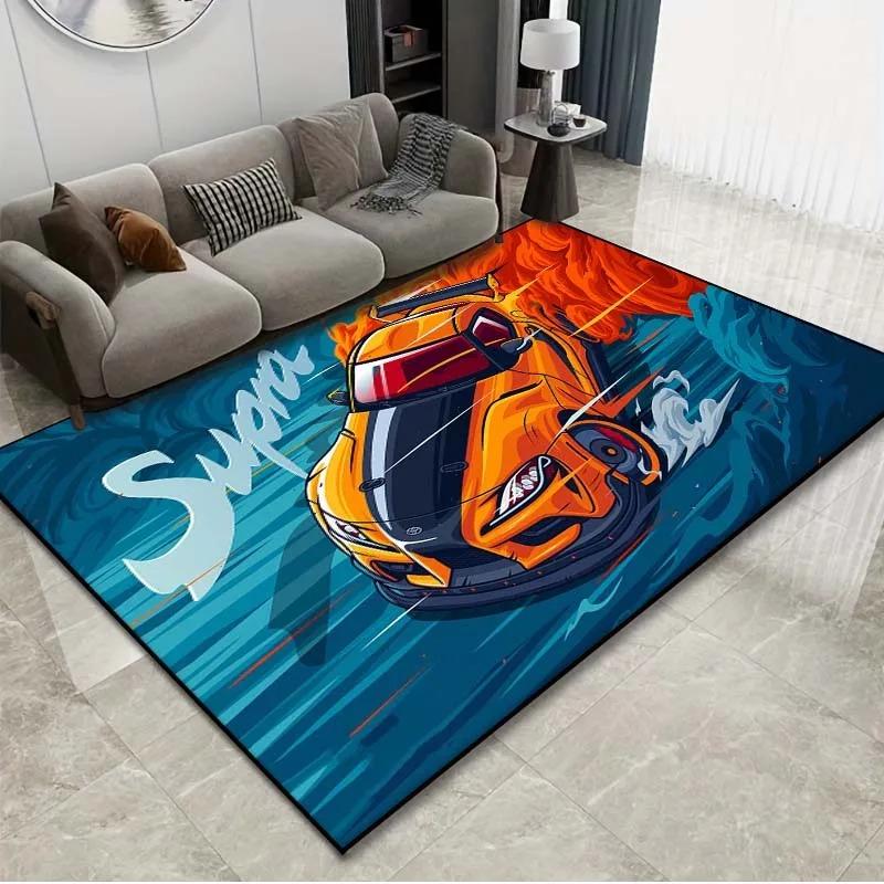 Cool Racing Car Pattern Artwork Carpet Living Room Carpet Bedroom  Kitchen Floor Mat Floor Non-Slip Mat Carpet Home Decor