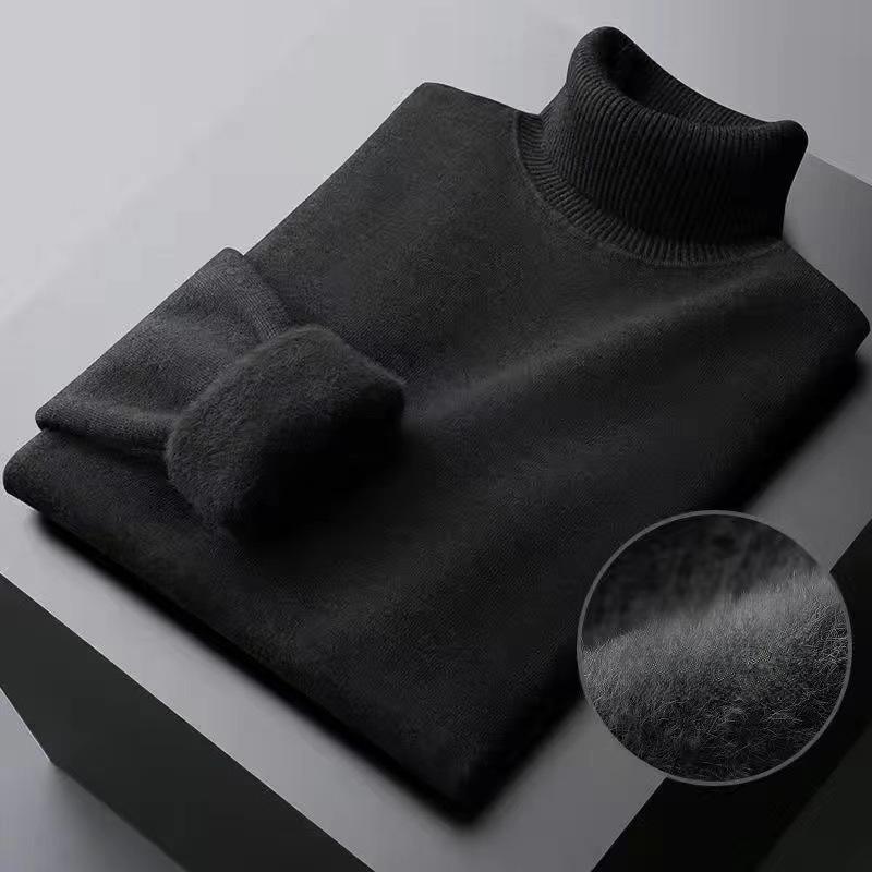 Pullover Herren Verdickter Rollkragenpullover Halber Rollkragenpullover All-in-One-Samt-Warmpullover Innenschicht Herbst- und Winterpullover