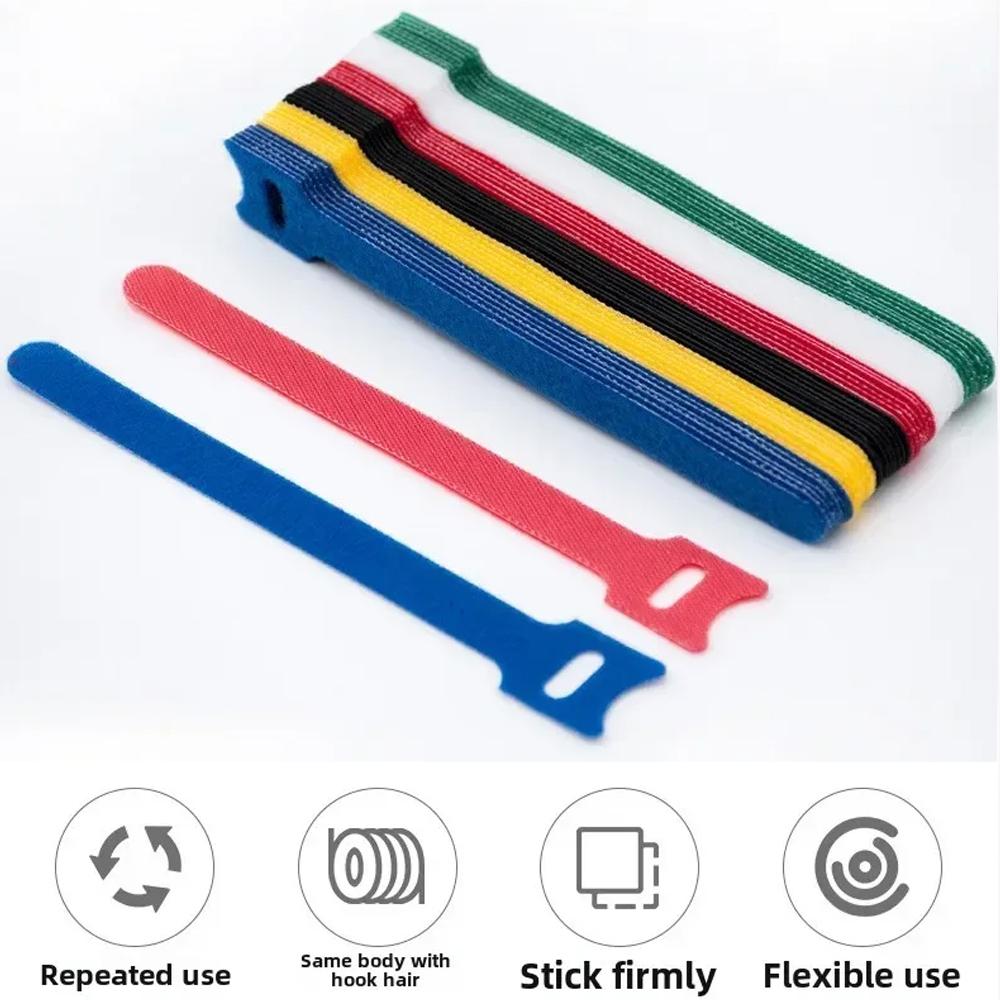 50Pcs Releasable Cable Ties 15cm/20cm Nylon Hook Loop Straps Wire Organizer Fastening Bandage for Plastics Bundle Wrap Zip