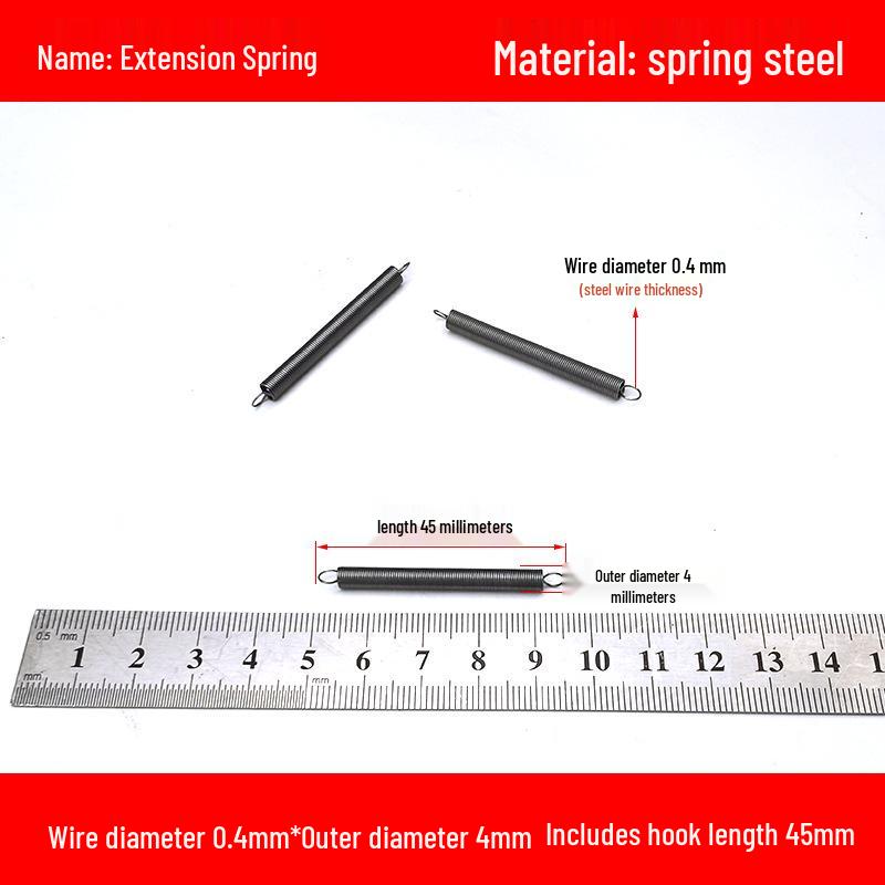 Micro Precision Extension Tension Spring Set with Hooks, 0.4mm Wire Diameter, 3-5mm Outer Diameter