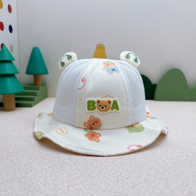 Cartoon Bear Mesh Baby Sun Hat - Breathable Outdoor Summer Protection 46cm (Approx. 6-18 months) бежевый