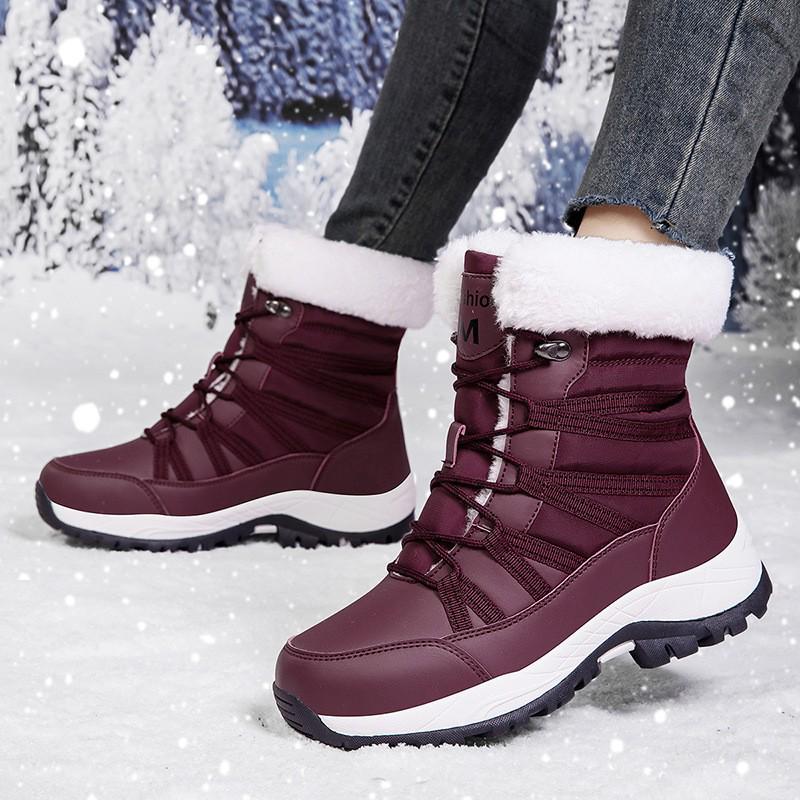 Women's Fleece-Lined High-Top Snow Boots - Warm, Thick, Plus Size Cotton Short Boots for Autumn/Winter Fashion