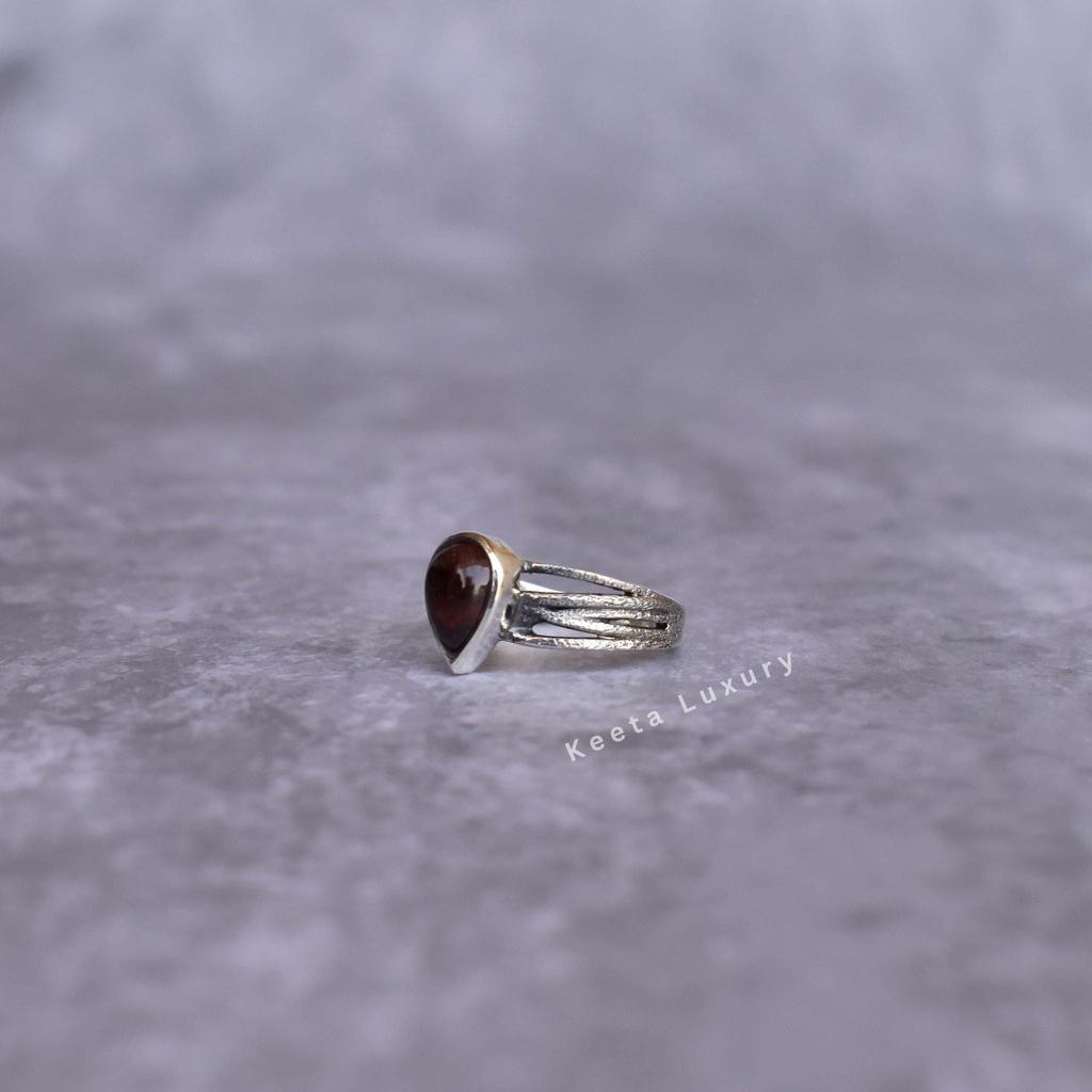 Genuine Garnet Ring Silver Oxidized Bohemian Ring Garnet Handmade Ring for Women Healing Red Gemstone Ring Unique Gemstone Ring Gifts