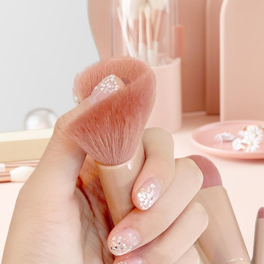 Set di 5 pennelli da trucco da viaggio, mini pennelli da trucco, piccoli pennelli cosmetici completi con custodia e specchio Perfe