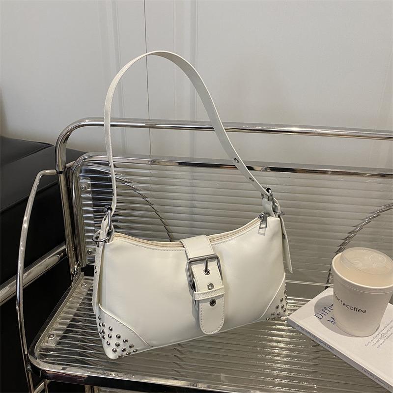 Trendy solid color niche design sense versatile casual summer new portable shoulder armpit bag women's bag