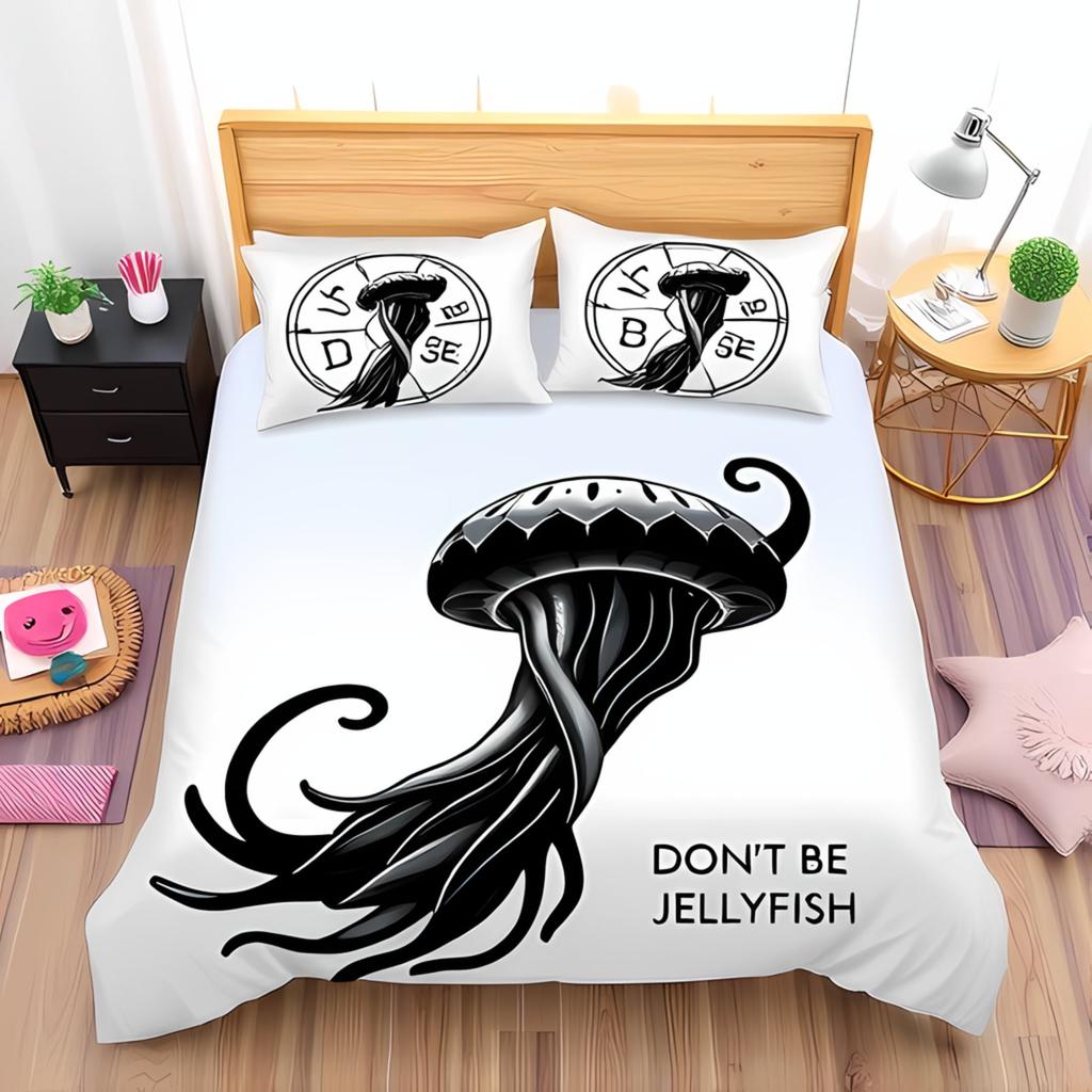 Comforter Cartoon Jellyfish Printed S Adult High Quality Bedding Set Bed Giftqueen Size Warm Soft And Breathable