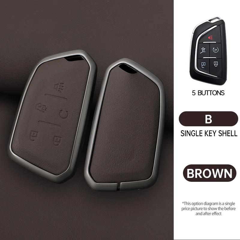 5 Bottons Alloy Car Key Fob Case Cover Shell for Cadillac CT4 CT4-V CT5 C8 Corvette LYRIQ   2024 Keychain Accessories