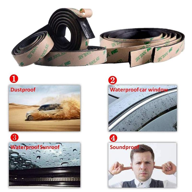 Car Door Edge Weatherstrip Rubber Sealing Noise Windproof Protection Front Window Auto Sealant Accessories Decoration