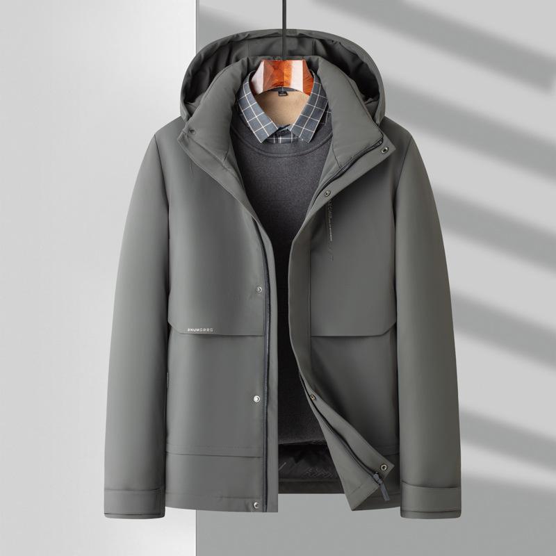 

Мужская зимняя куртка-пуховик для бизнеса и отдыха, утепленная, с капюшоном, воротником-шляпой 195 серый