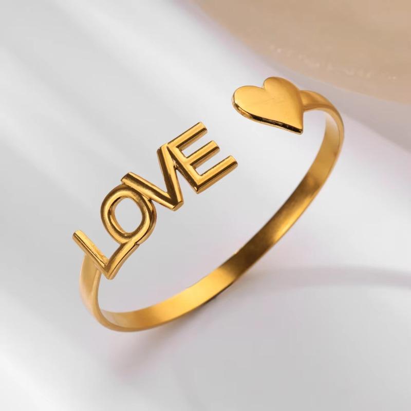 New stainless steel ove love bracelet women's fashion versatile titanium steel open fashion bracelet