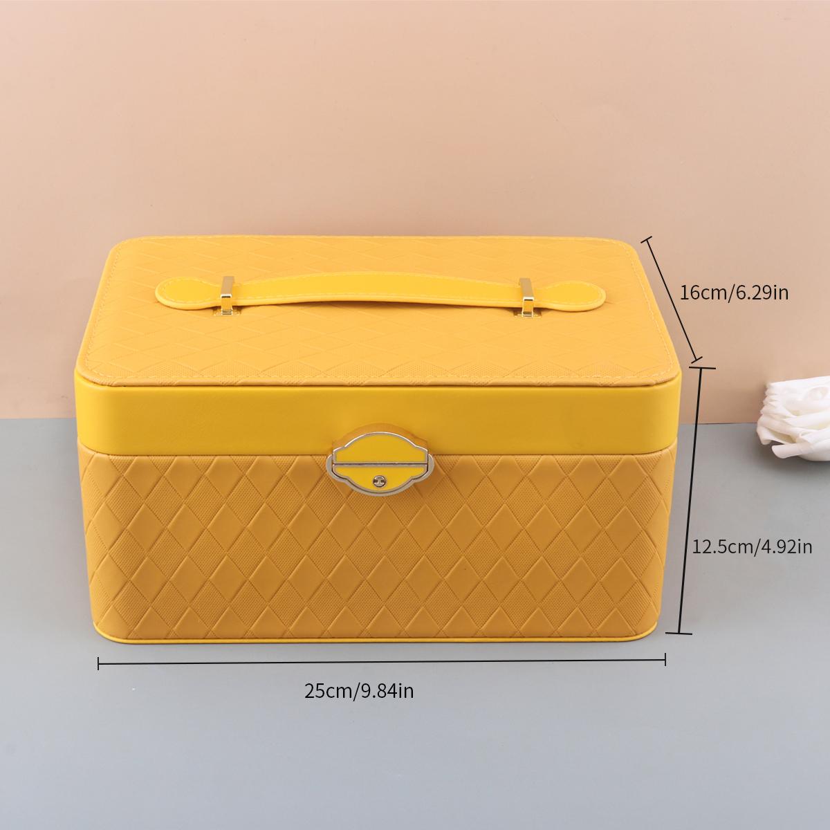 

Двухслойный ящик из кожи для ювелирных изделий, легкая роскошная шкатулка для хранения сережек, ожерелий, с замком, органайзеры для хранения ювелирных изделий оранжевый