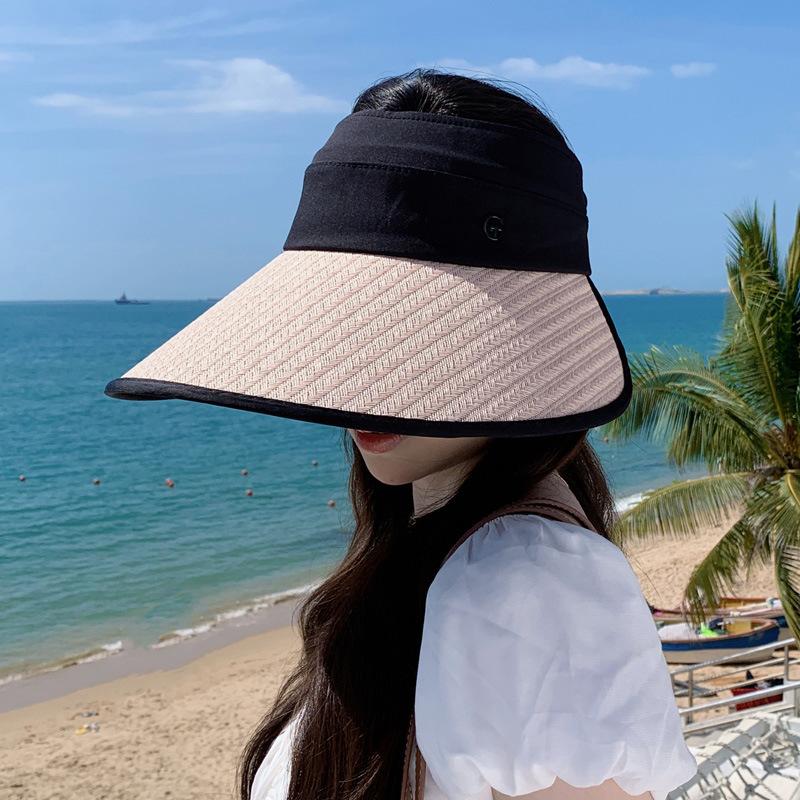 Women Visor Hats for Summer Roll Up Sun Visor Travel Straw Hats Foldable Sun Hats for Women UV Protection
