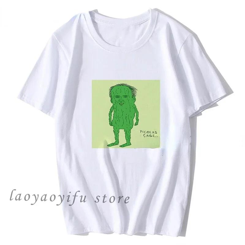 Picolas Cage T Shirt Creative Design Nicolas Cage Graphic Tshirts Funny Weird Creepy Raising Arizona Green Pickles Valley Tee S