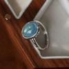 Copper Simple Ring For Women Fine Jewelry Finger Adjustable Open Vintage Blue Stone Ring For Party Birthday Gift