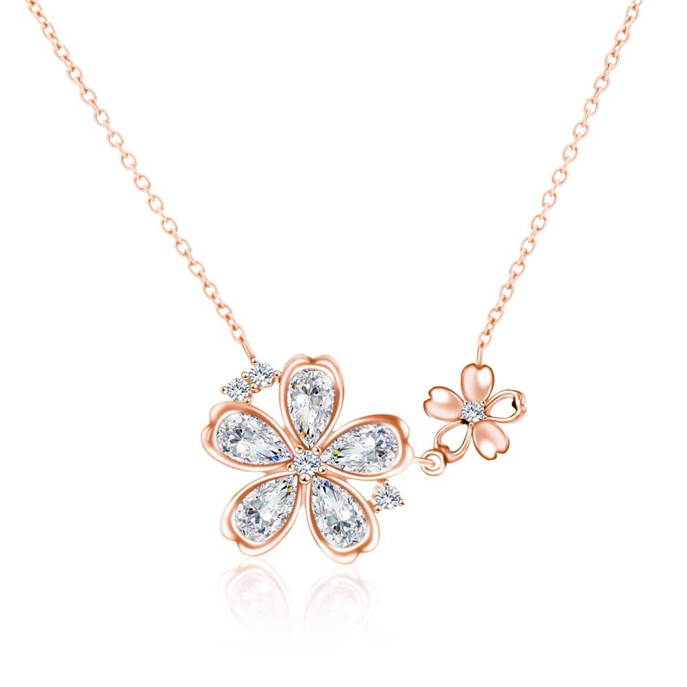 

Популярное высококачественное циркониевое колье для женщин Сакура Химэ без серебра, розовое золото [Naniwaai], гипоаллергенное, 925 проба, женские аксессуары, подарок,