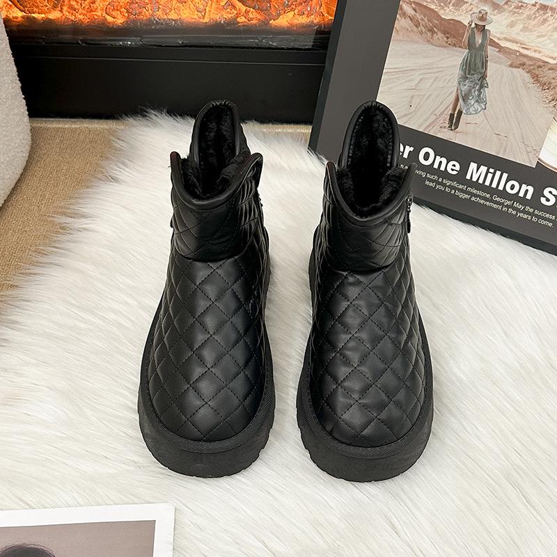 Women's thick-soled fur one winter lightweight warm anti cold padded snow boots non-slip wear casual sneakers cotton boots