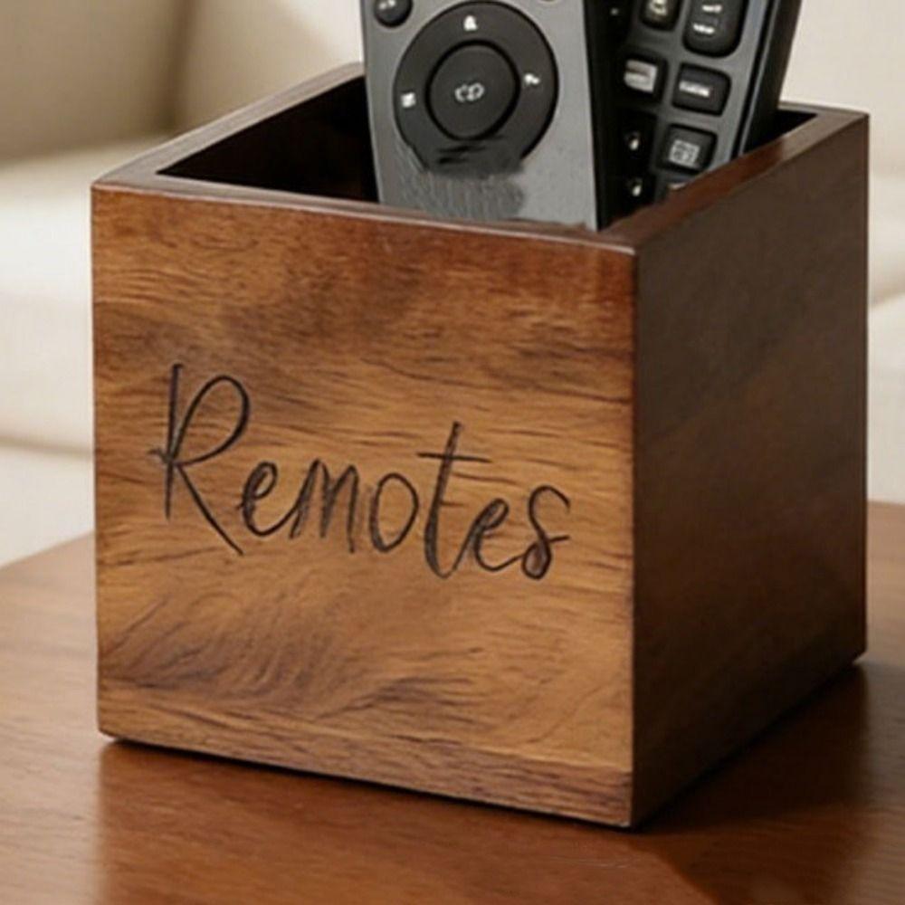 Wood Remote Control Holder Vintage Style Pen Holder Durable Desktop Storage Box Nightstand